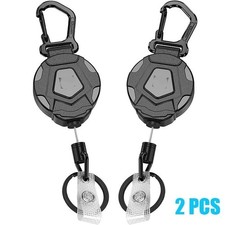 2Pack Heavy Duty Retractable Keychain, Tactical ID Badge Holder Reel Carabiner