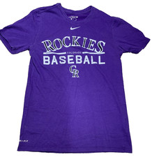Nike Dri-Fit Colorado Rockies Baseball Tee Men’s Small Purple MLB Swoosh Shirt S