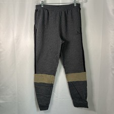 Adidas Essentials Men  s Colorblock Fleece Gray / Gold Sweatpants Joggers Large
