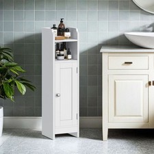 Narrow Bathroom Cabinet With Shelves Vanity Unit Slim Storage Cupboard Furniture