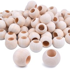 Jdesun 100 Pieces Wooden Beads, Natural Round Wood Loose Beads 20MM,