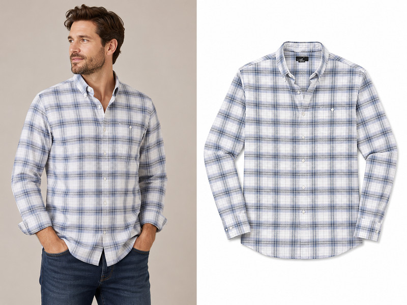 Calvin Klein Men’s XL Blue White Plaid Button Up Shirt Long Sleeve 100% Cotton