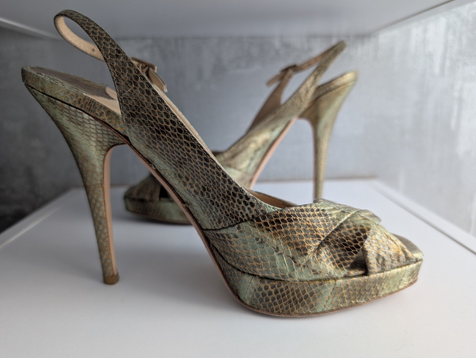 Jimmy Choo Multicolor Snakeskin Python Peep Toe S… - image 13