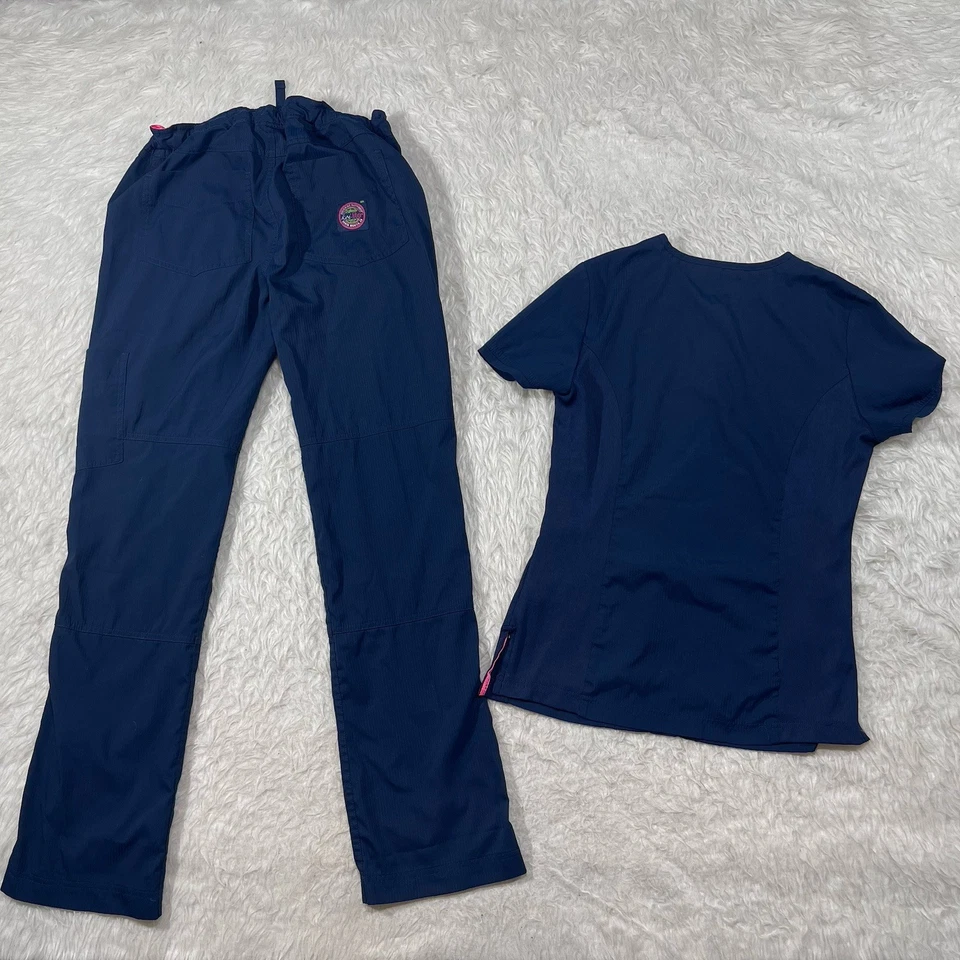 Koi Lite Slim Fit Scrub Set Pant Top Size XS Blue O3 - Image 4 of 4