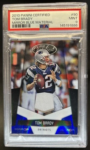 2010 Panini Certified Tom Brady Mirror Blue Jersey #/100 Patriots PSA 9
