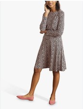 Boden Nellie Jersey Dress Black Pink Bubble 3/4 Sleeve Stretch Sz US 8 UK 12