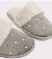 New Look Sequin Slippers , Size Uk/USA L , EUR 40-42 , Colour Grey 