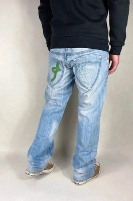 Big Baggy Rocawear 00s Vintage Rare Denim Pant Large Stickerei Stickerei Y2K Hip-Ho