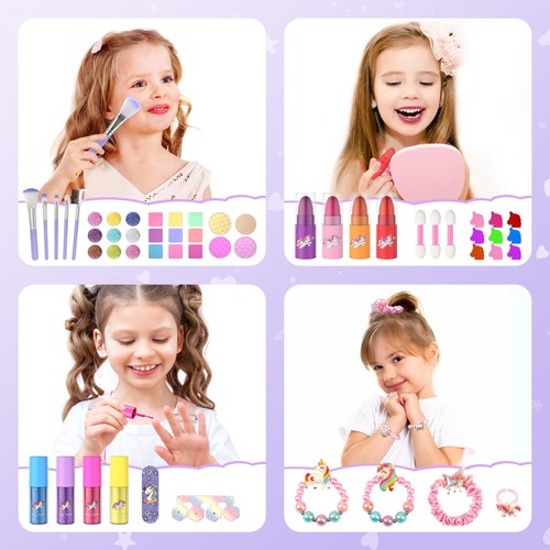 Kids Makeup Set for Girls 63 Pcs Washable Non-Toxic Real Cosmetic Toddler Mak... - Picture 4 of 8