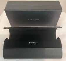 Prada Black Magnetic Flap Textured Hard-Shell Eyeglasses Case with box