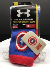 Under Armour Marvel Performance Socks Captain America Youth Size 1-4 - NEW
