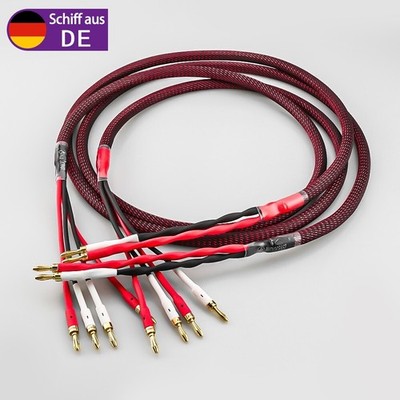 Paar OFC geschirmt HI-End Premium Lautsprecherkabel Bi-Wiring Kable 4x2,8mm²