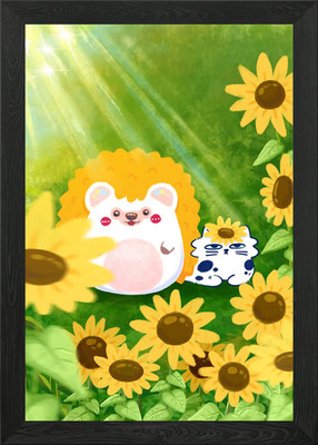 Chill at Sunflower Field Gerahmtes Wandbild Poster Leinwanddruck Bild