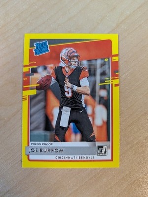 2020 Donruss Joe Burrow Press Proof Yellow Rookie RC #301 Bengals