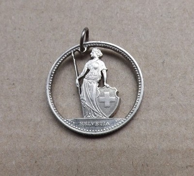 Vintage Münzschmuck Anhänger aus der Schweiz 2,49 g  Ø 2,3 cm