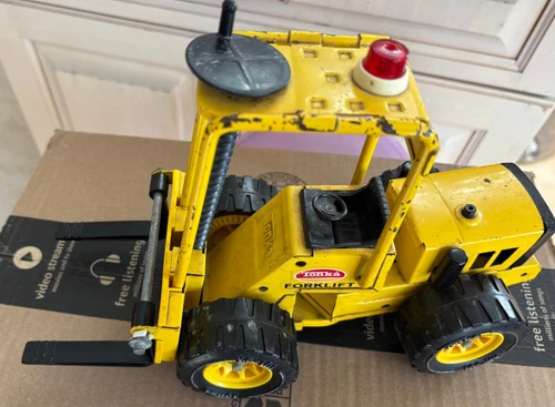 Vtg Tonka Forklift Pressed Steel Toy Construction Truck Yellow Vehicle Model F