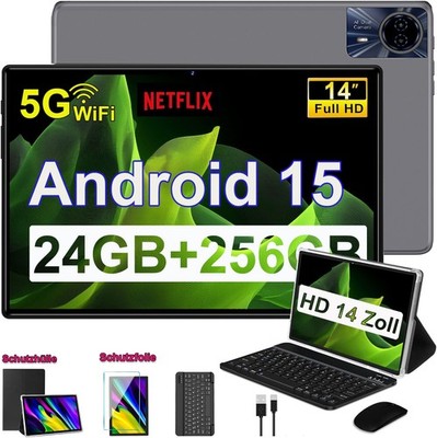 2026 Newest Tablet 14in/10in Android 15 Tablet 24GB/12GB RAM 256GB ROM 8MP+13MP