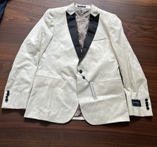 Paisley Gray Ivory Print Tuxedo Jacket - 40R