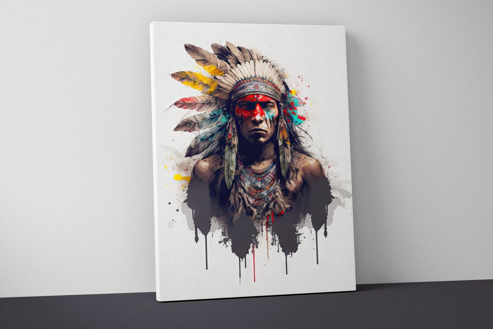 Native American Warrior Canvas - Indigenous Wall Art Decor Gift