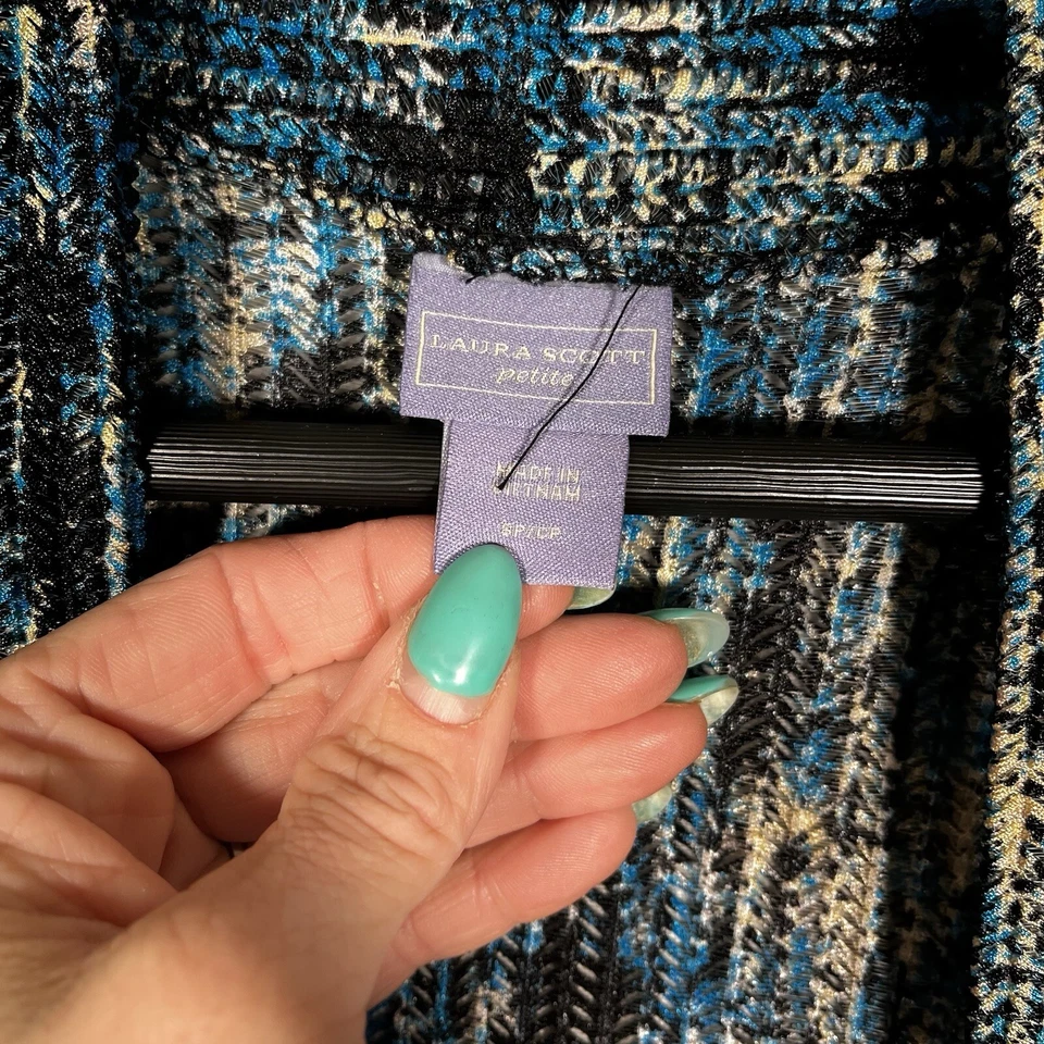 SUÉTER CÁRDIGAN LAURA SCOTT PUNTO MIXTO CROCHET POINTELLE S Petite Foto 3 de 4