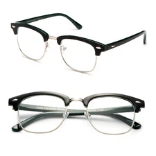 Half Frame Vintage Style Reading Prescription Glasses 2-Tone Colors Readers