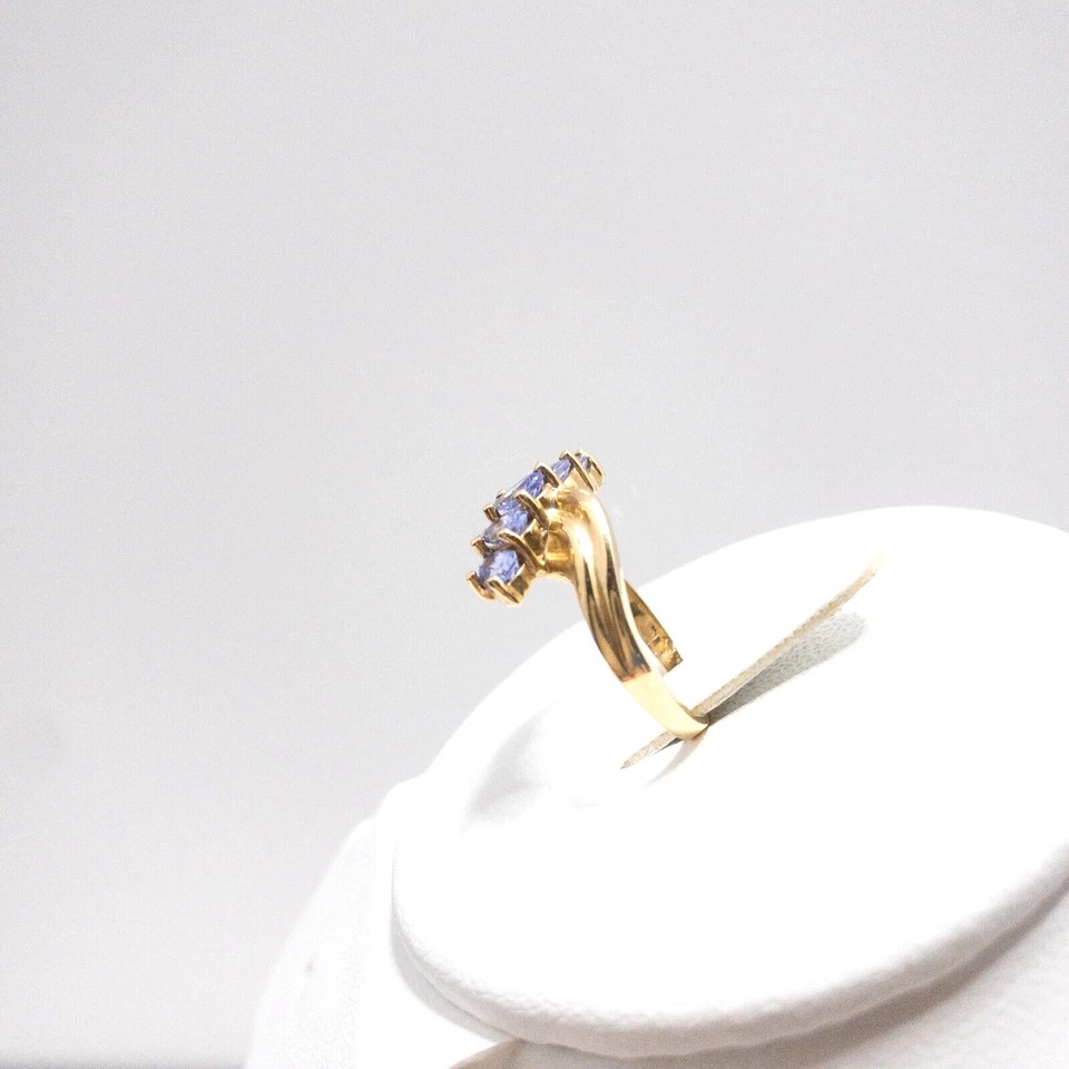 Anillo de Turmalina Oro 10K Azul Remolino Patrón Gemas Marcadas EV 3 Talla 6 Cruz Entrecruzada Foto 3 de 4