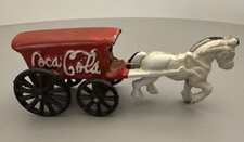 ANTIQUE COCA COLA CAST IRON HORSE AND WAGON