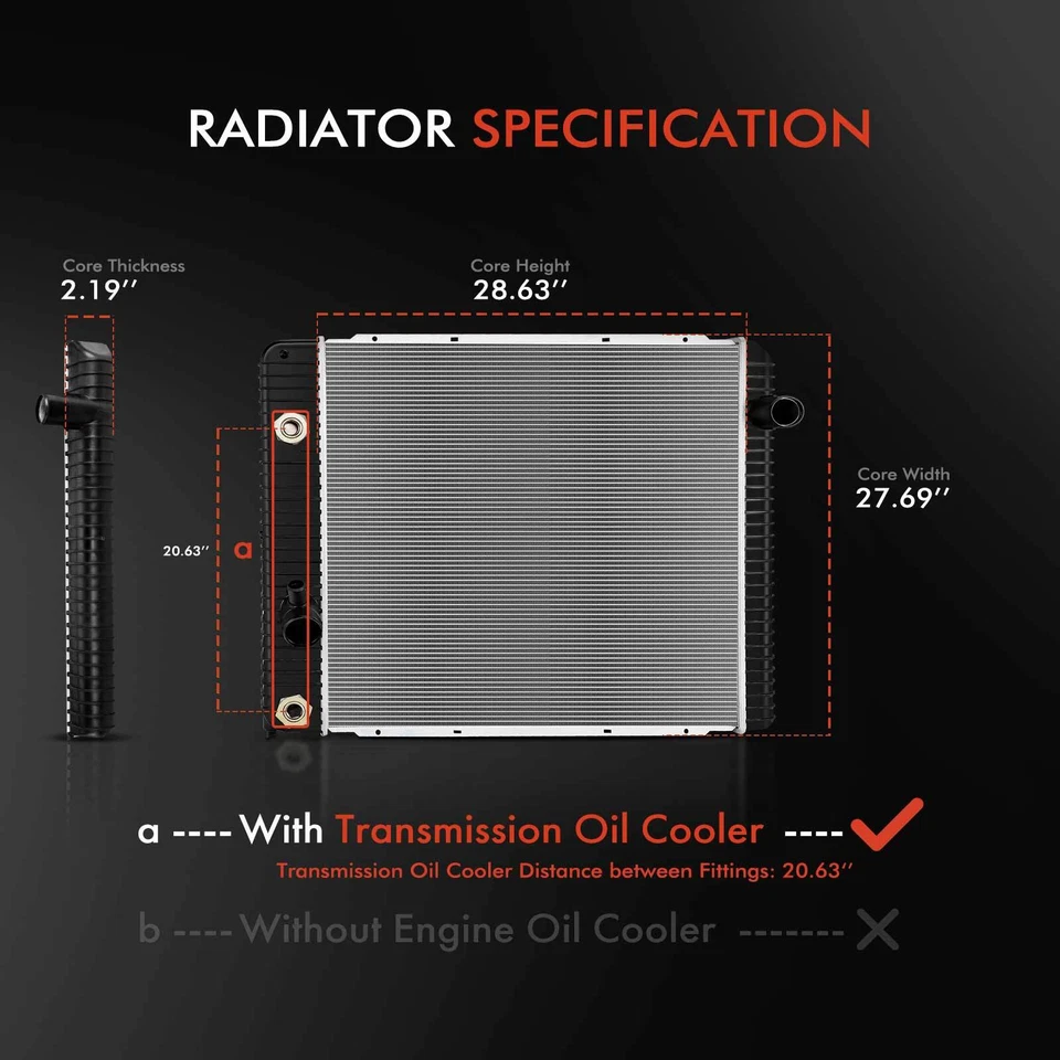 Radiador con Trans. Enfriador de aceite para IC Corporation CE School Bus International Foto 2 de 4