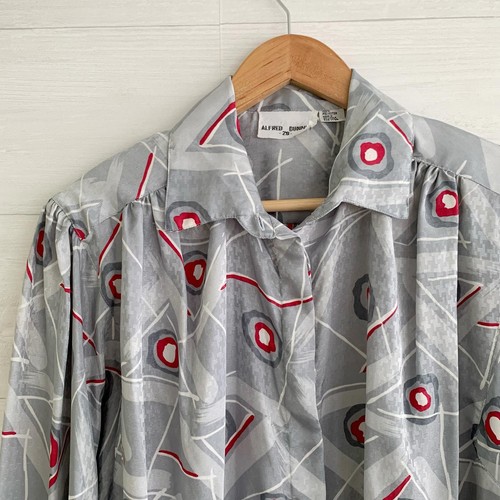 NWT Vintage Alfred Dunner - Gray pleated hidden button front top, sz 20 - Picture 2 of 7