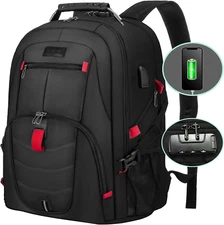 Mochila de viaje para portátil, impermeable, antirrobo, con candado y puerto USB