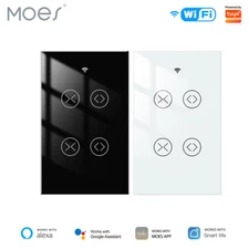 MOES 2Gang WiFi RF Smart Curtain Switch Roller Blinds Shutter Timer Alexa APP