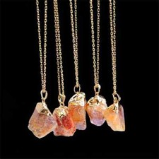 Healing Stone Natural Crystal Pendant Necklace Raw Crystals Citrine