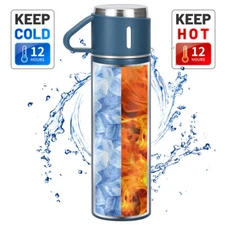 Steel Vacuum Insulated Bottle Gift Set Office Business Coffee Mug Thermos New