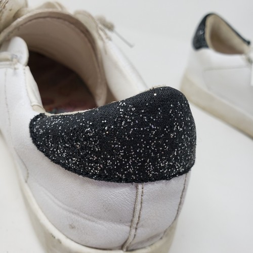 Stylechild Girls Size 3 Sneakers White Black & Silver Blue Glitter Star - Picture 11 of 15