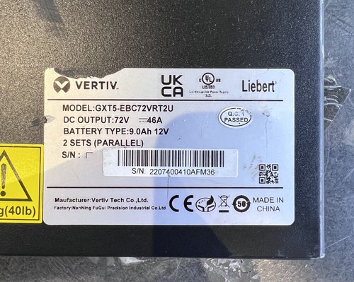 VERTIV GXT5-EBC72VRT2U BATTERY FOR 72V LIEBERT GXT5 3KVA UPS - 第 6/6 張圖片