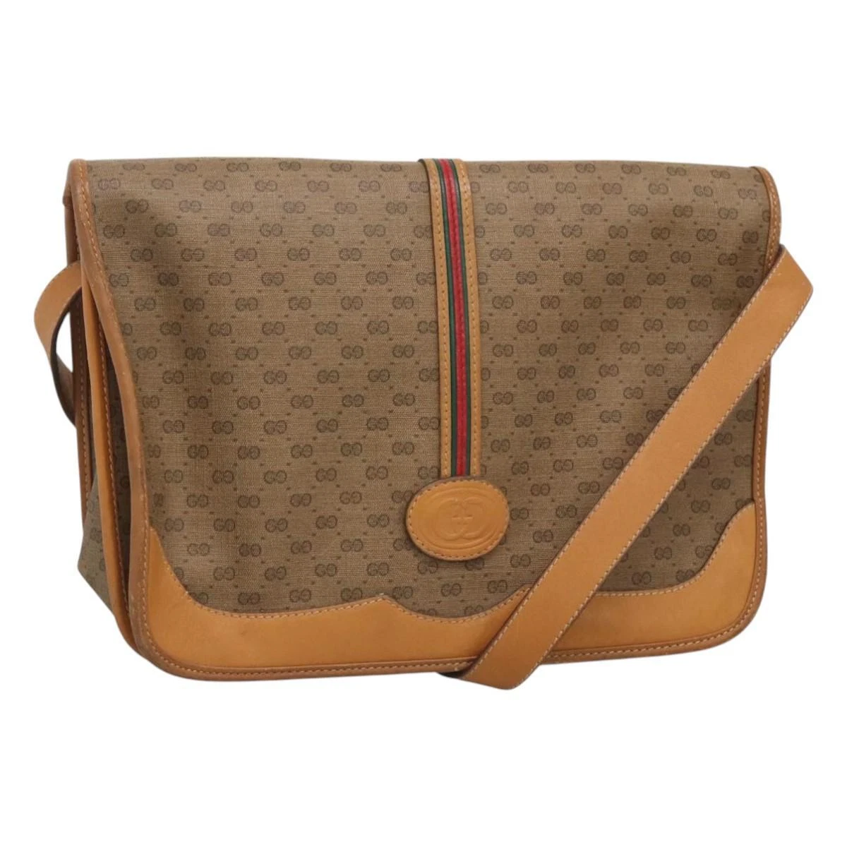 Sac à bandoulière GUCCI Micro GG Supreme Web Sherry Line PVC beige or authentique ki5605