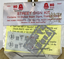 S S Hobby Products 303 Brass Street Sign Kit HO Scale NOS Vintage NIP