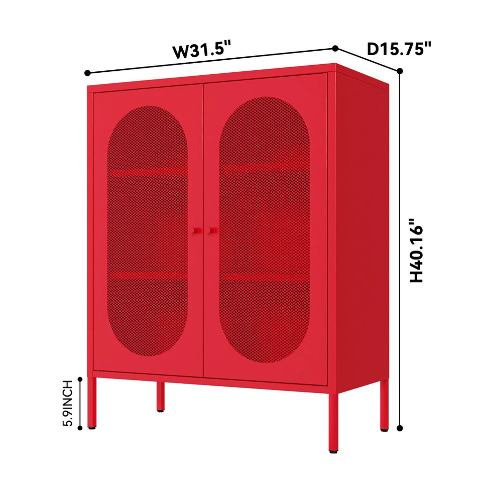 Armario de almacenamiento de metal con 2 puertas de malla y estantes ajustables para el hogar, oficina Foto 2 de 4