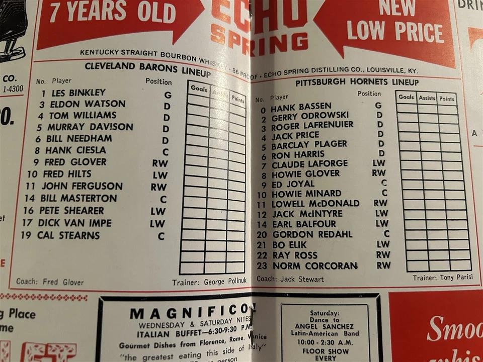 1963 CLEVELAND BARONS Pittsburgh Hornets Program AHL BILL NEEDHAM Fred GLOVER - Image 4 of 4