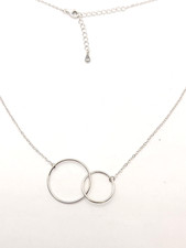 Circle Links Mother and Daughter Necklace Sterling Silver 925 Adjustable Large