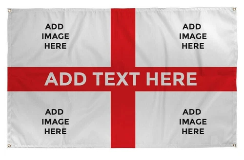 5 x 3 FT Large Personalised England Photo Flag Banner St George Football