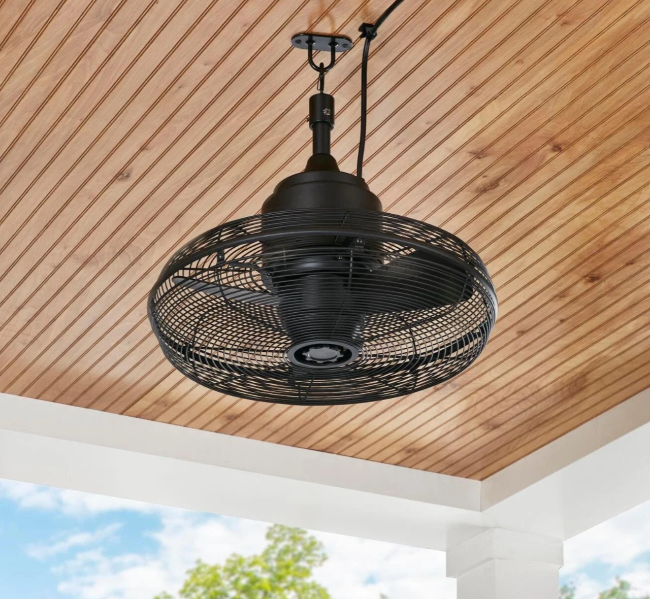 Hampton Bay Conyer 20 in. Indoor/Wet Outdoor 3-Speed hanging Fan Matte Black