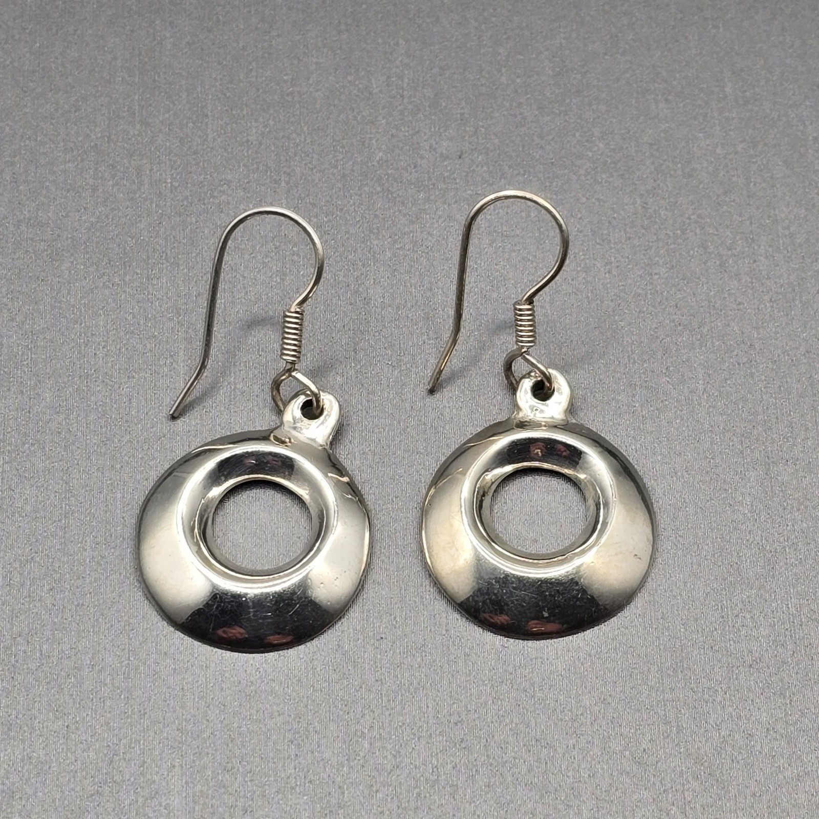 Vintage Taxco Sterling Silver Modernist Sculpture Drop Earrings TP-22 Mexico 925