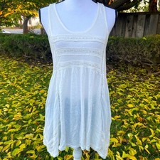 Zara TRF White Linen Blend Dainty Boho Crochet Front Loose Sleeveless Top