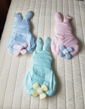 Vintage Pastel Bunnies 24" Soft Plush Wall Decor Nursery Hanging  No Jo USA