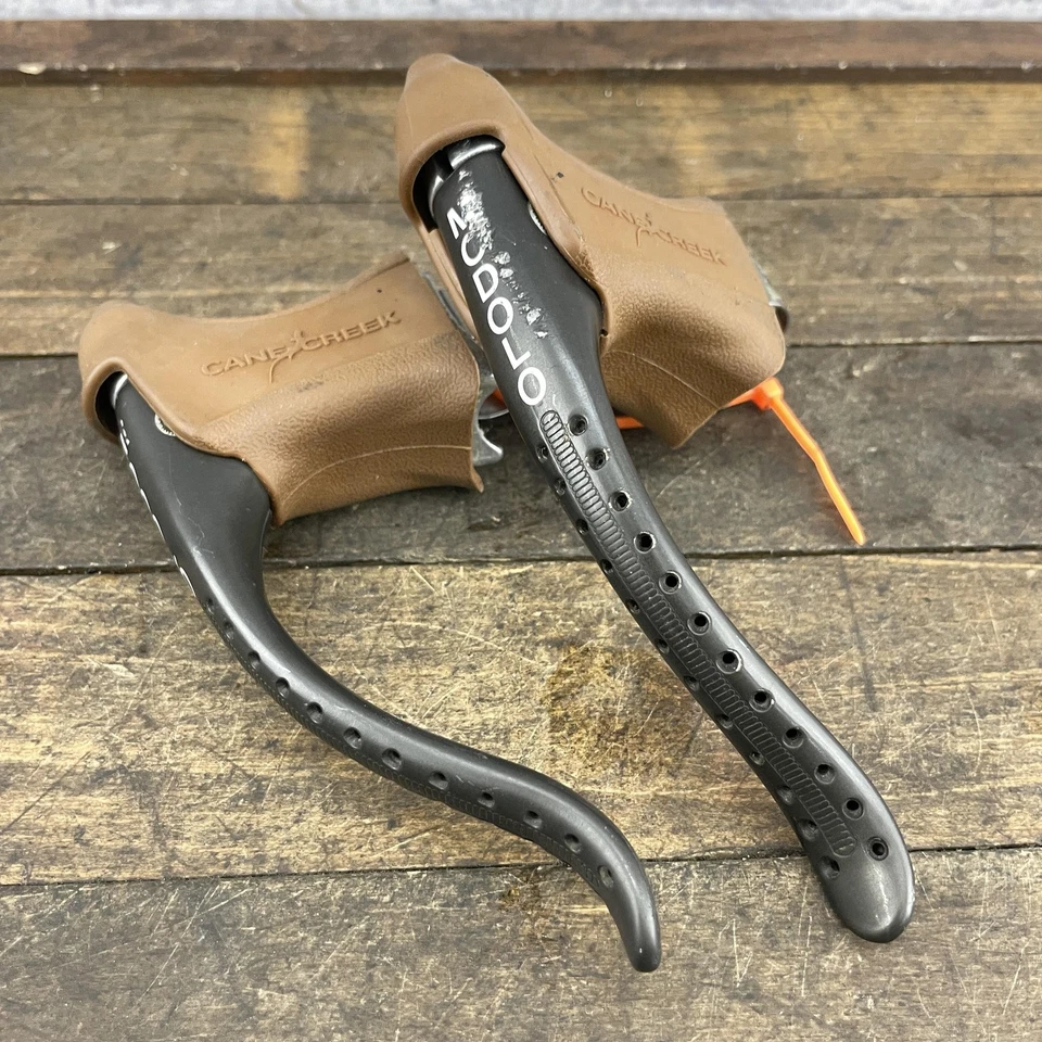 Vintage Modolo Road Bike Aero Brake Levers Pair Cane Creek Hoods Black Drilled - Image 2 of 4