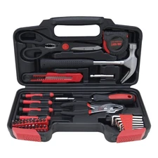 39-Piece Household Tools Kit Essential Home Repair Set with Plastic Toolbox I...