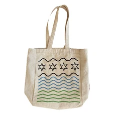 Chicago Canvas Tote Bag Reusable Eco-Friendly Beige Chicago Flag Shopping Bag