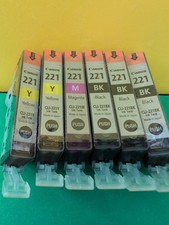 Genuine Canon CLI-221 Black, Magenta  Yellow Ink Cartridges New  Sealed