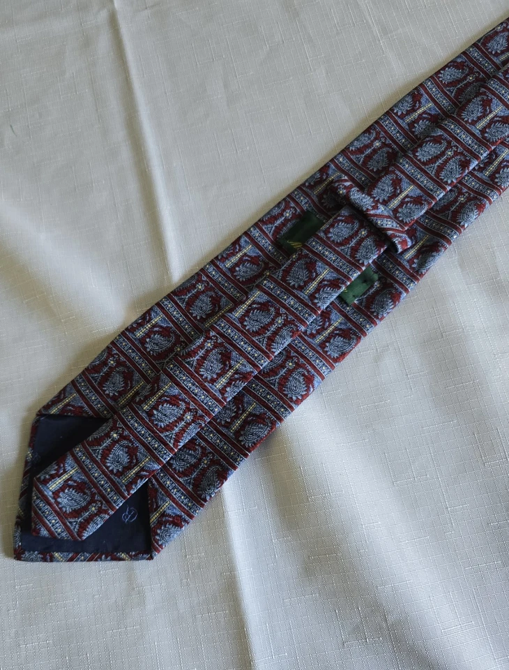 Corbata Club Room, roja + azul cachemira, 100 % seda, L-58 pulgadas y W-3,5 pulgadas para hombre Foto 3 de 4